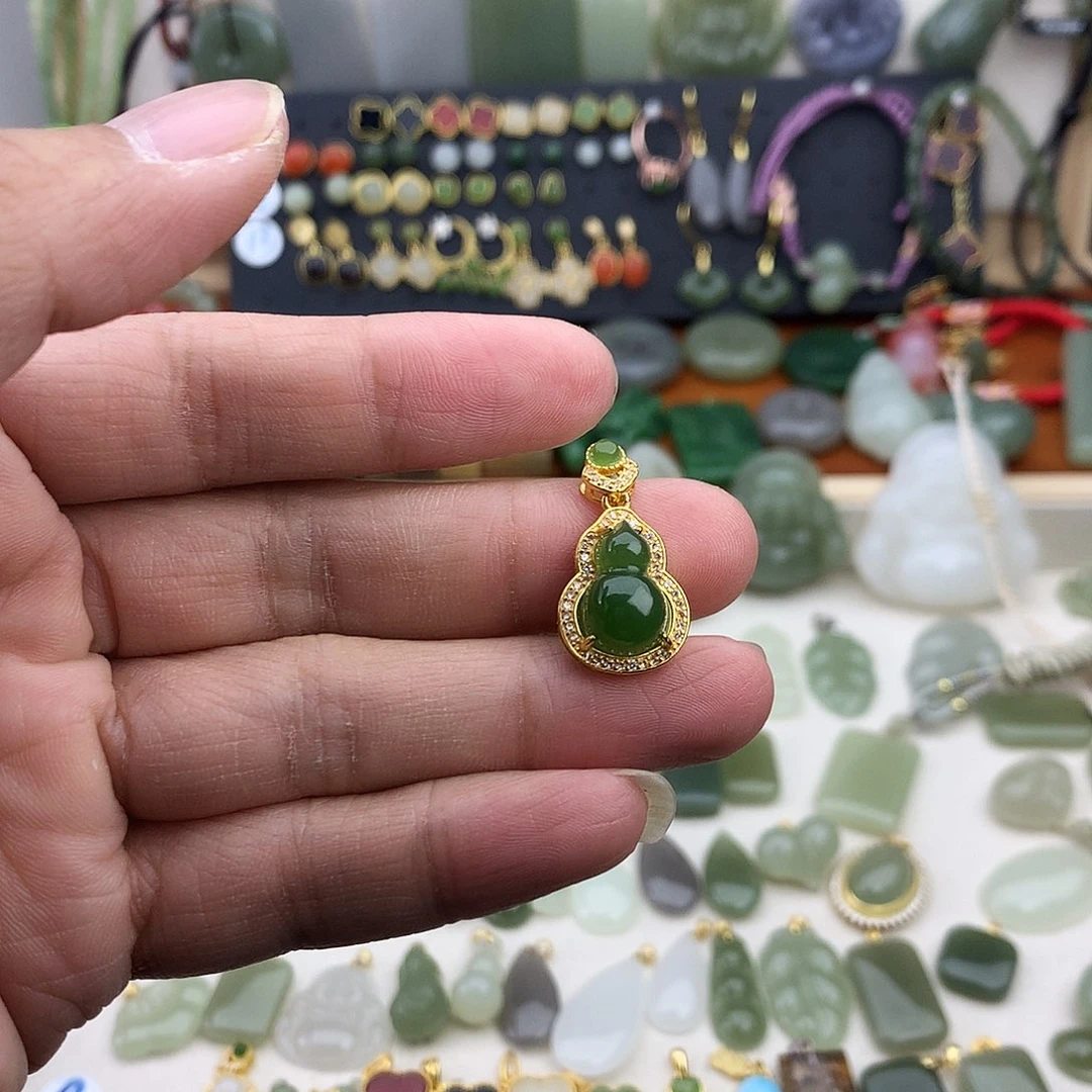 和田玉银S925镶嵌吊坠(不含链)