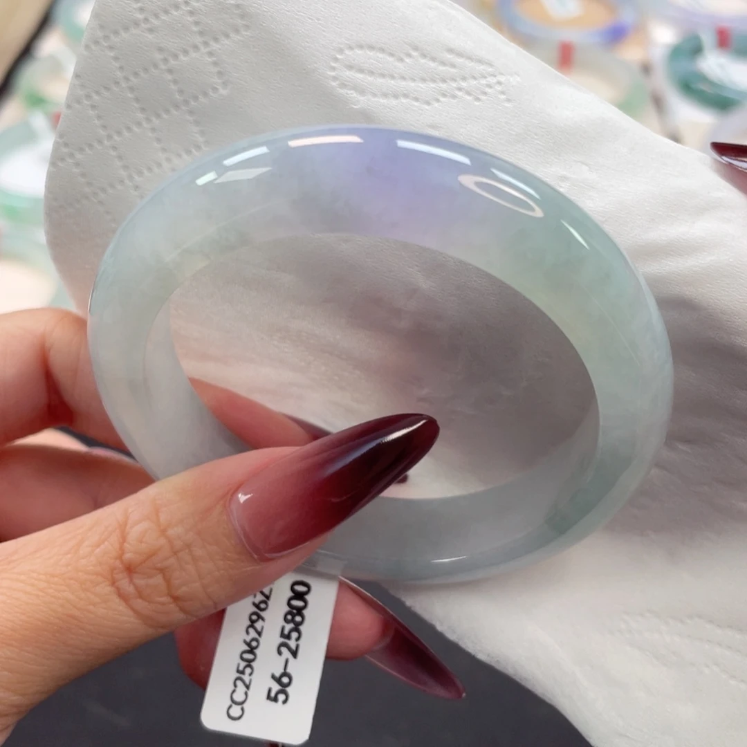 未镶嵌手镯翡翠26号56糯冰胶春彩