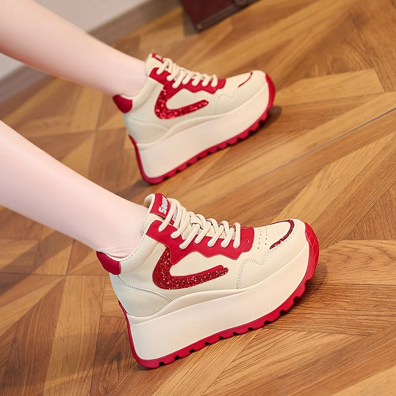 高档春季新款真皮老爹鞋休闲鞋女士阿甘厚底韩版百搭增高复古女鞋