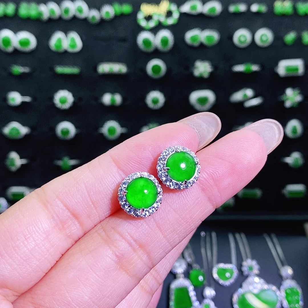 翡翠银S925镶嵌耳饰多样性