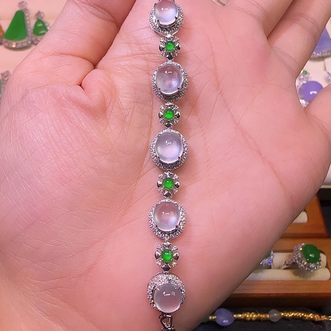 翡翠18K金镶嵌手链