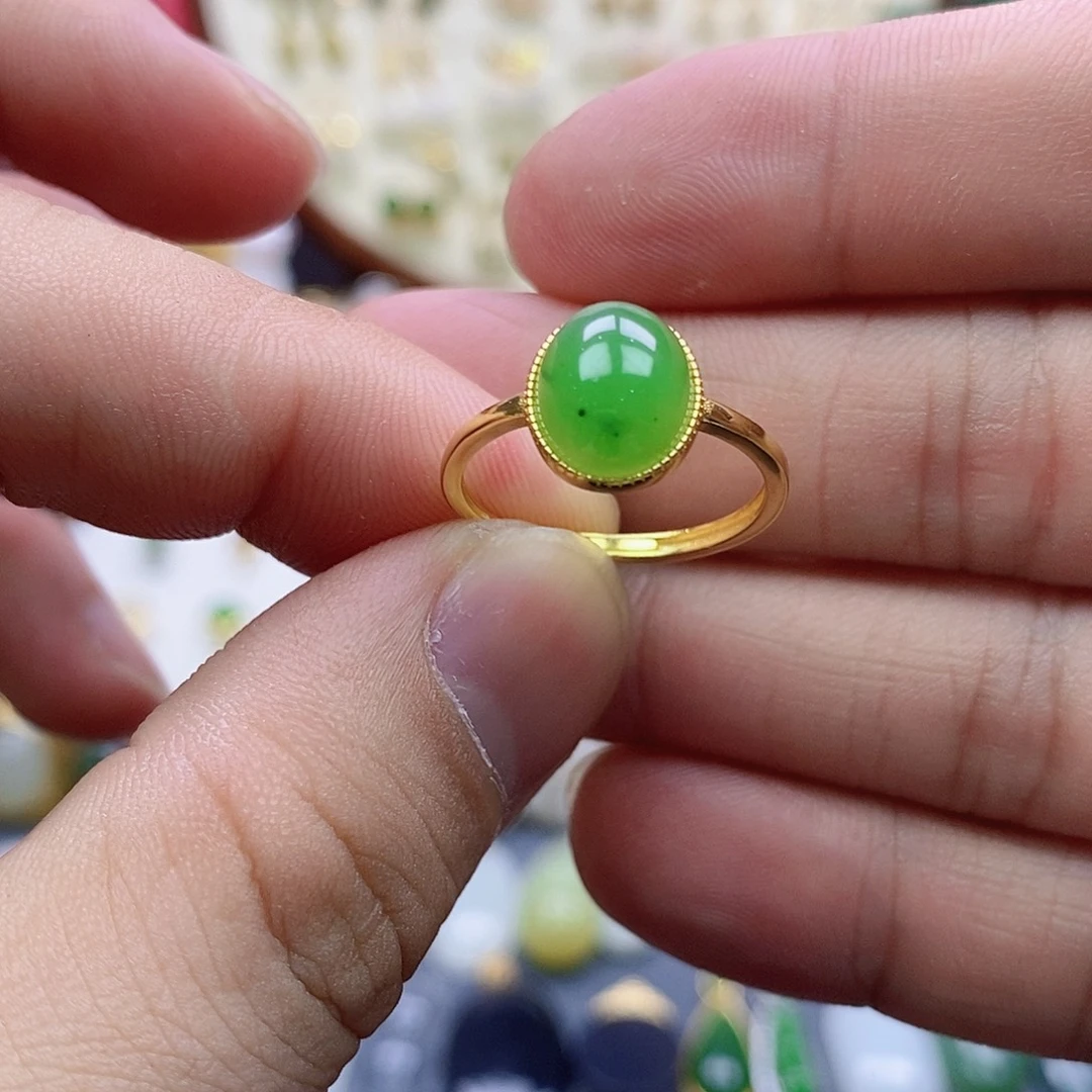和田玉戒指银S925镶嵌