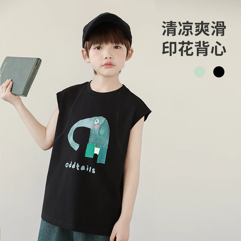 【夏一波】oddtails儿童运动男童夏季印花无袖凉爽爽滑上衣QG2697