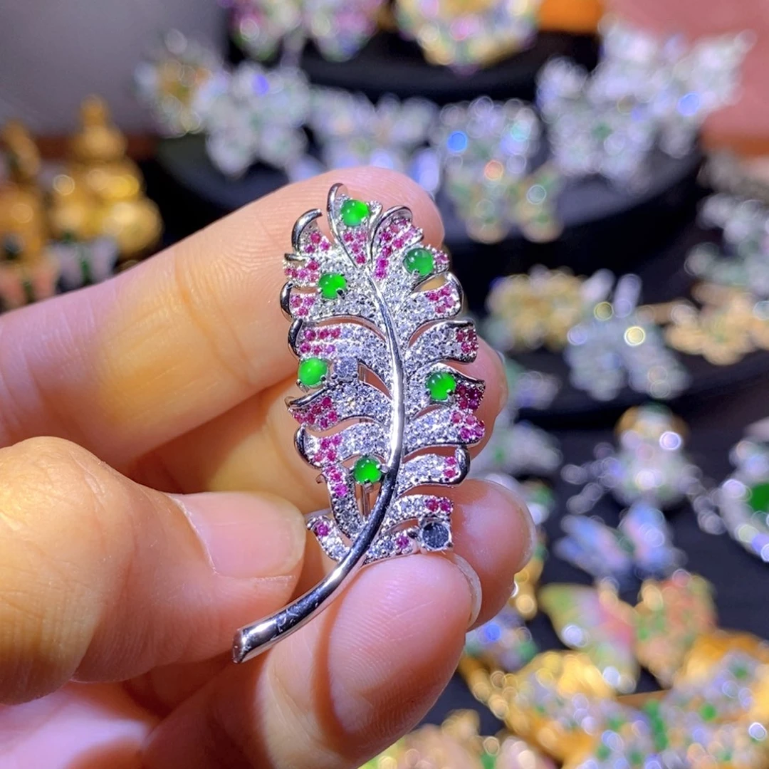 翡翠银S925镶嵌项圈天然翡翠