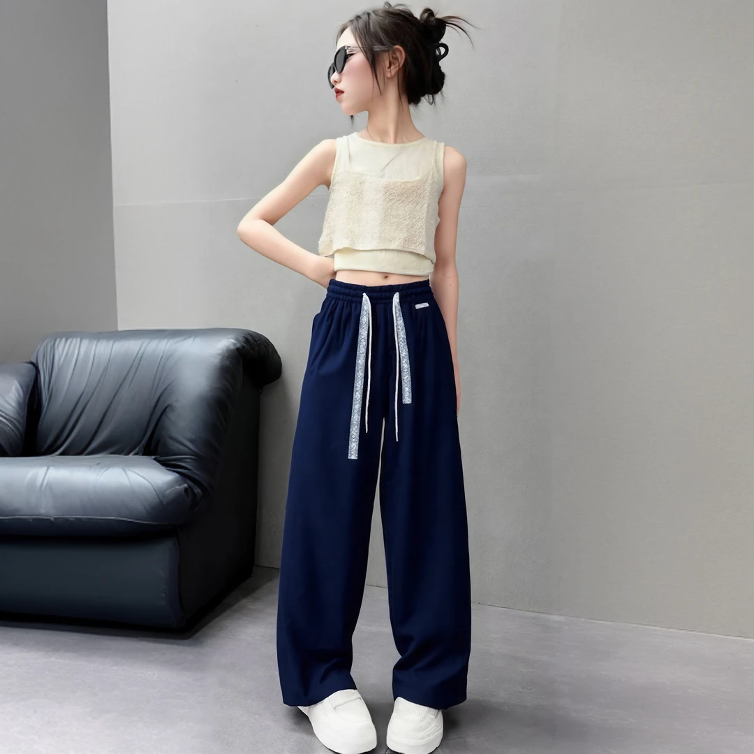 夏季新款女童休闲裤子中大童春夏潮童百搭休闲长裤zb5972简约童品