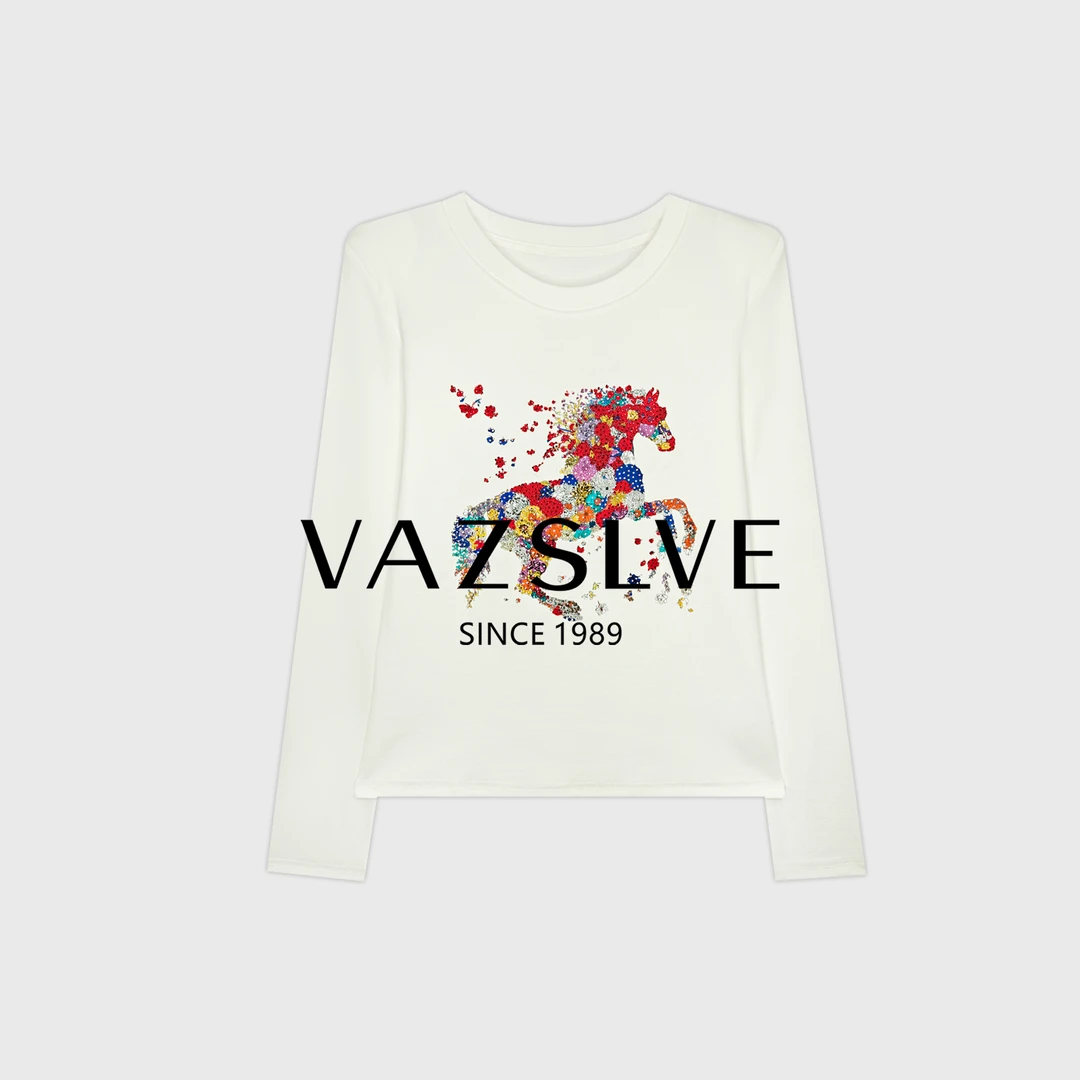 【VAZSLVE/全新奢品】捡漏新款烫钻彩马气质百搭休闲T恤T6451