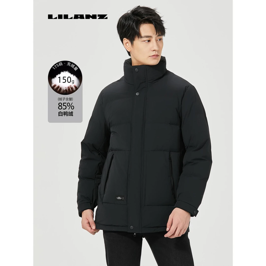 Lilanz/利郎羽绒长款风衣男士短款户外休闲连帽保暖 (24DRF302)
