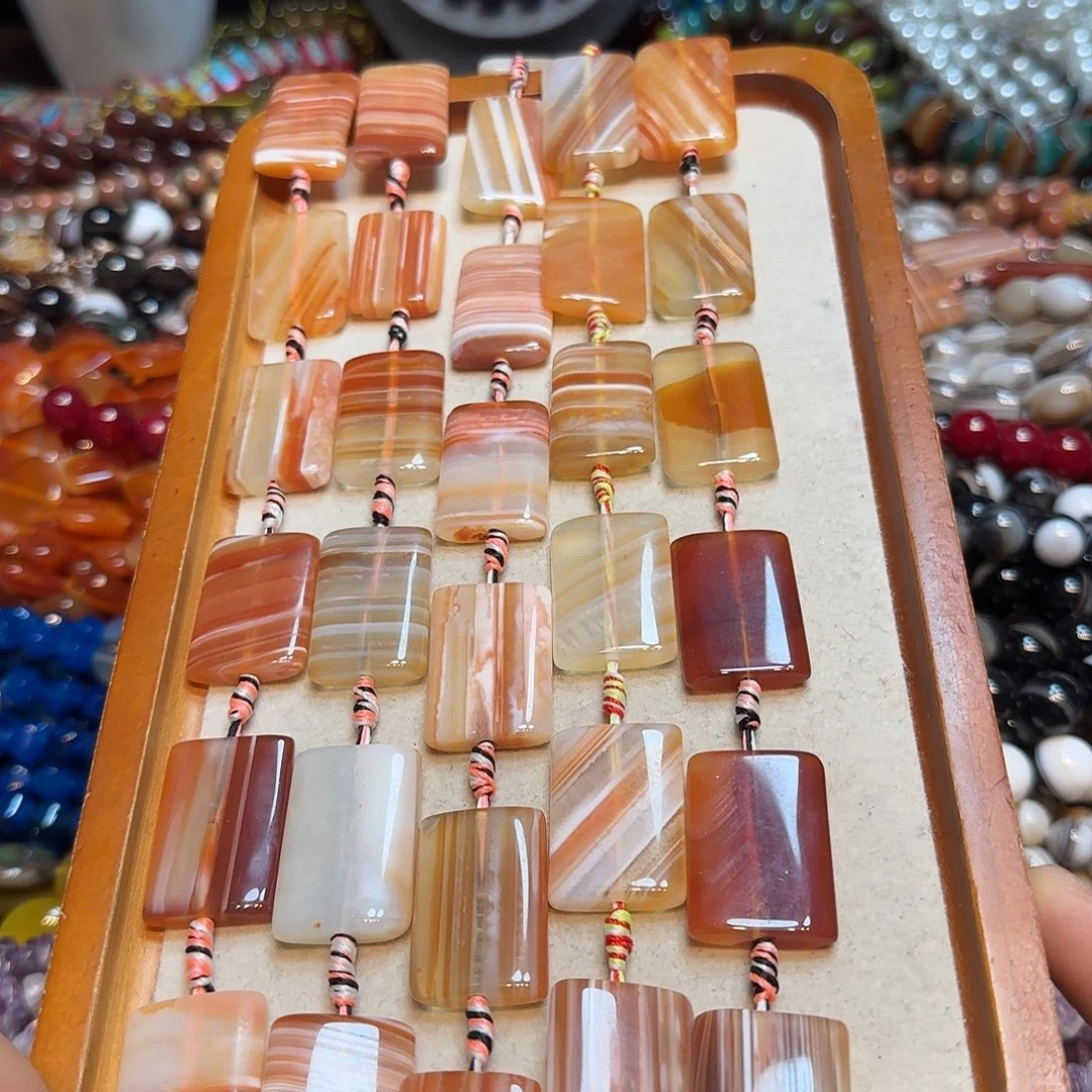 玛瑙/玉髓未镶嵌珠宝半成品千层玛瑙一条20✖️30mm