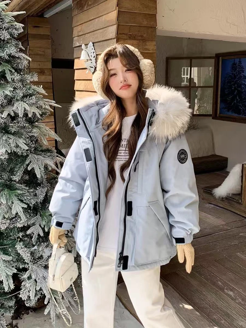 棉服女加厚卡通风宽松型插肩袖连帽保暖加厚短款秋冬韩系