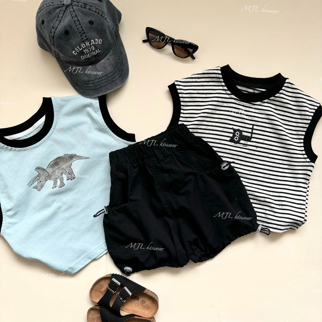 MJL【现货】丨2025夏款丨韩版背心 短裤丨儿童套装丨25M90