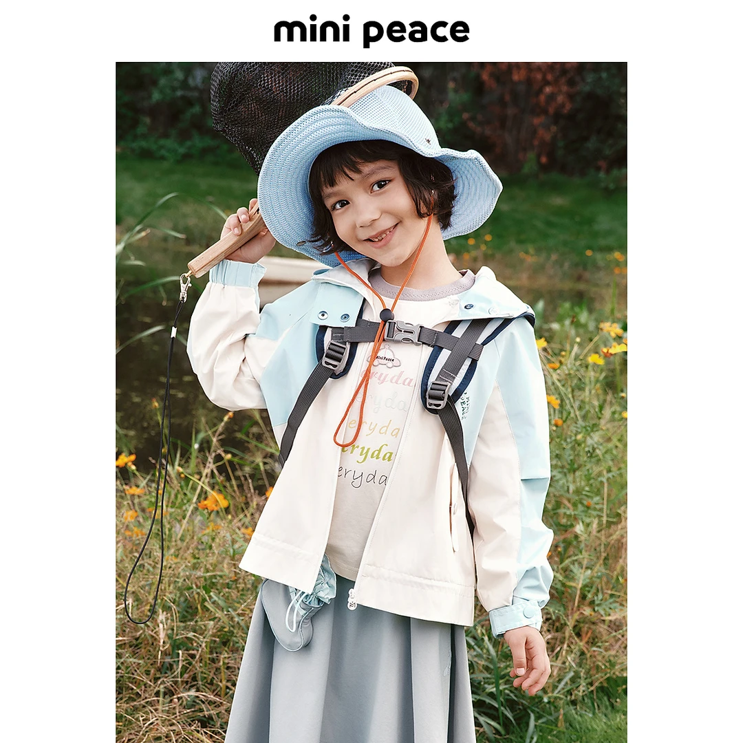 【专柜同款】MINIPEACE太平鸟童装女童拼接户外外套儿童夹克风衣