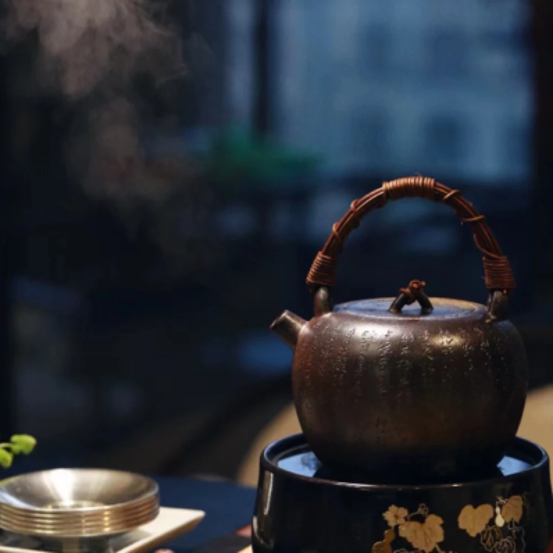 柴烧紫砂提梁壶大容量煮水复古围炉茶具刻绘心经