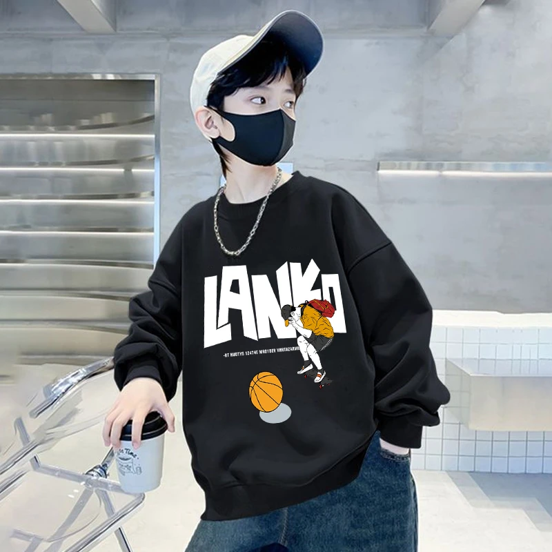 男童春秋季卫衣2025新款春装中大儿童男孩春款上衣网红炸街T恤潮t