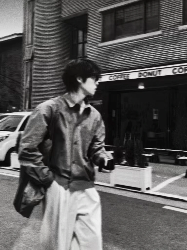 休闲阔版格子衬衫#3357