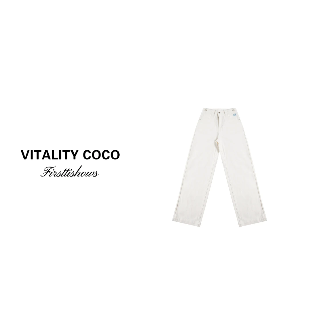 VITALITY COCO·LW系列 新款刺绣直筒牛仔阔腿裤-2057