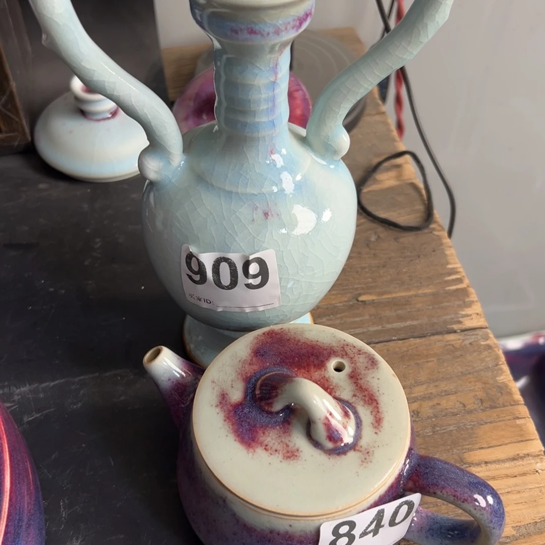 瓷片有*微瑕双龙瓶玉石釉纯手工