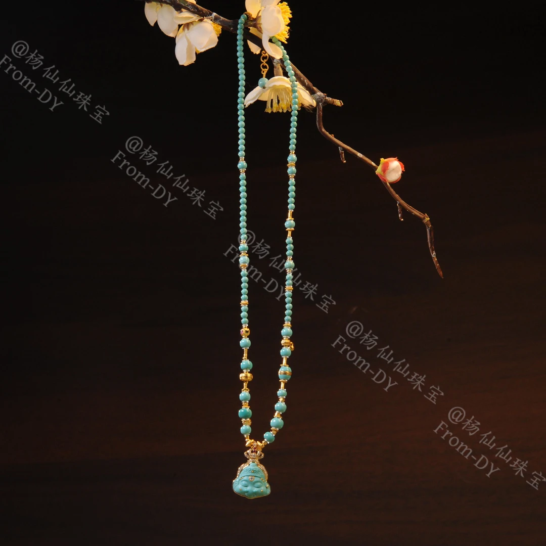 【杨仙仙珠宝】18K厚金镶嵌绿松石多宝项链-A3748