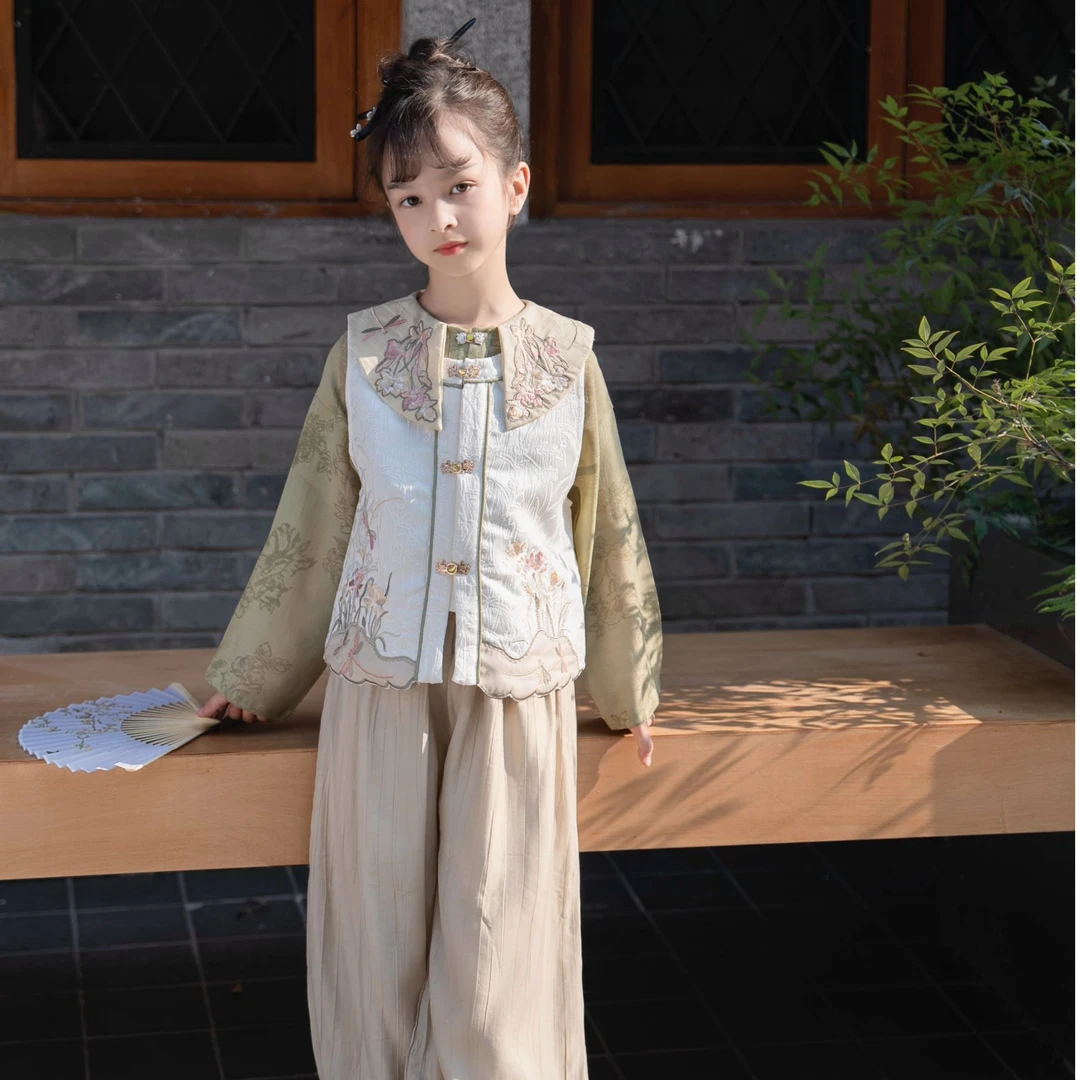 ***蜻蜓云肩套装秋季新款2024女童儿童洋气古风裙子古装仙气国风