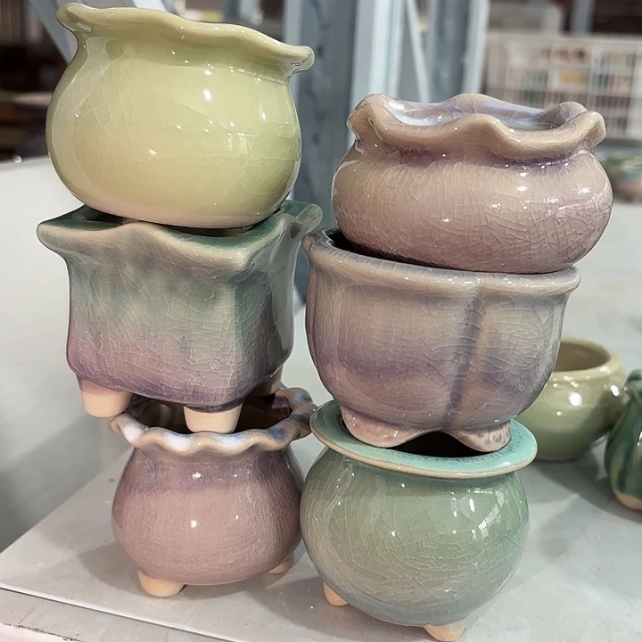 陶瓷深浅搭配发6个，内4.5-6.5c m