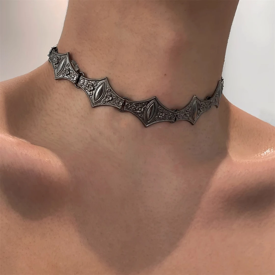 合金项链 巴黎圣母院欧美复古颈链男款小众设计项圈配饰锁骨链女