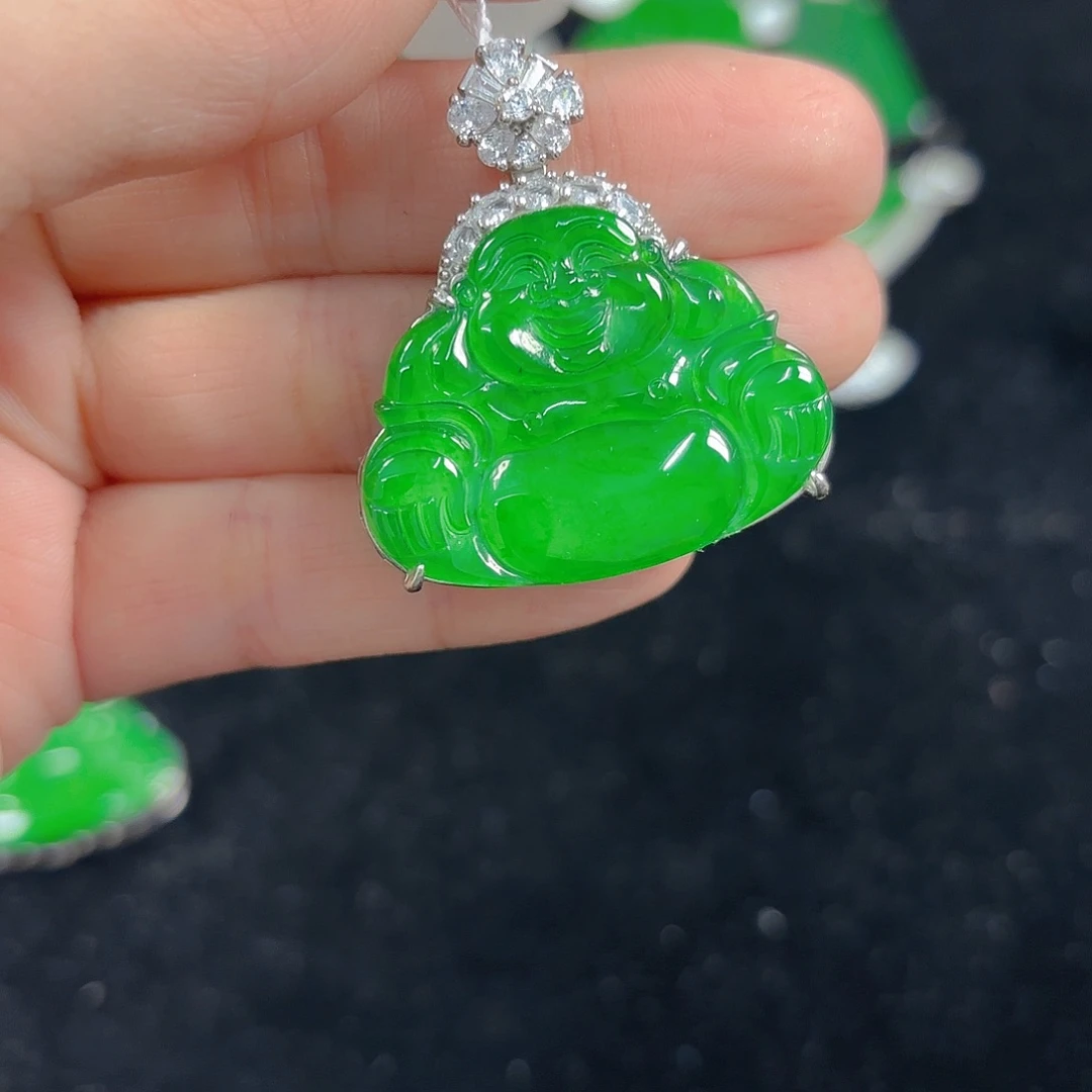 翡翠银S925镶嵌吊坠(不含链)