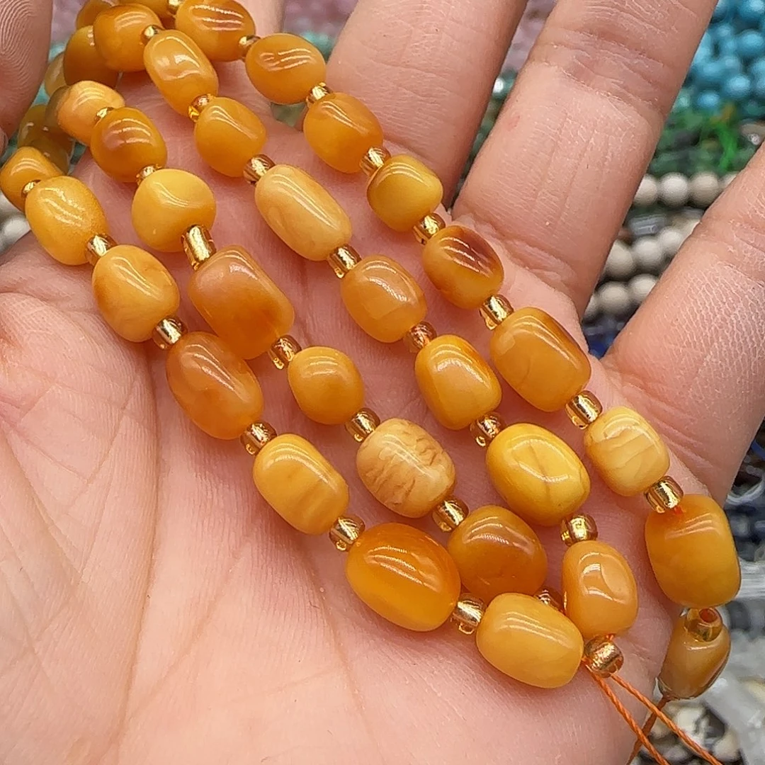 山***霖玛瑙/玉髓合金珠宝半成品蜜蜡6-8mm拍两64发一条