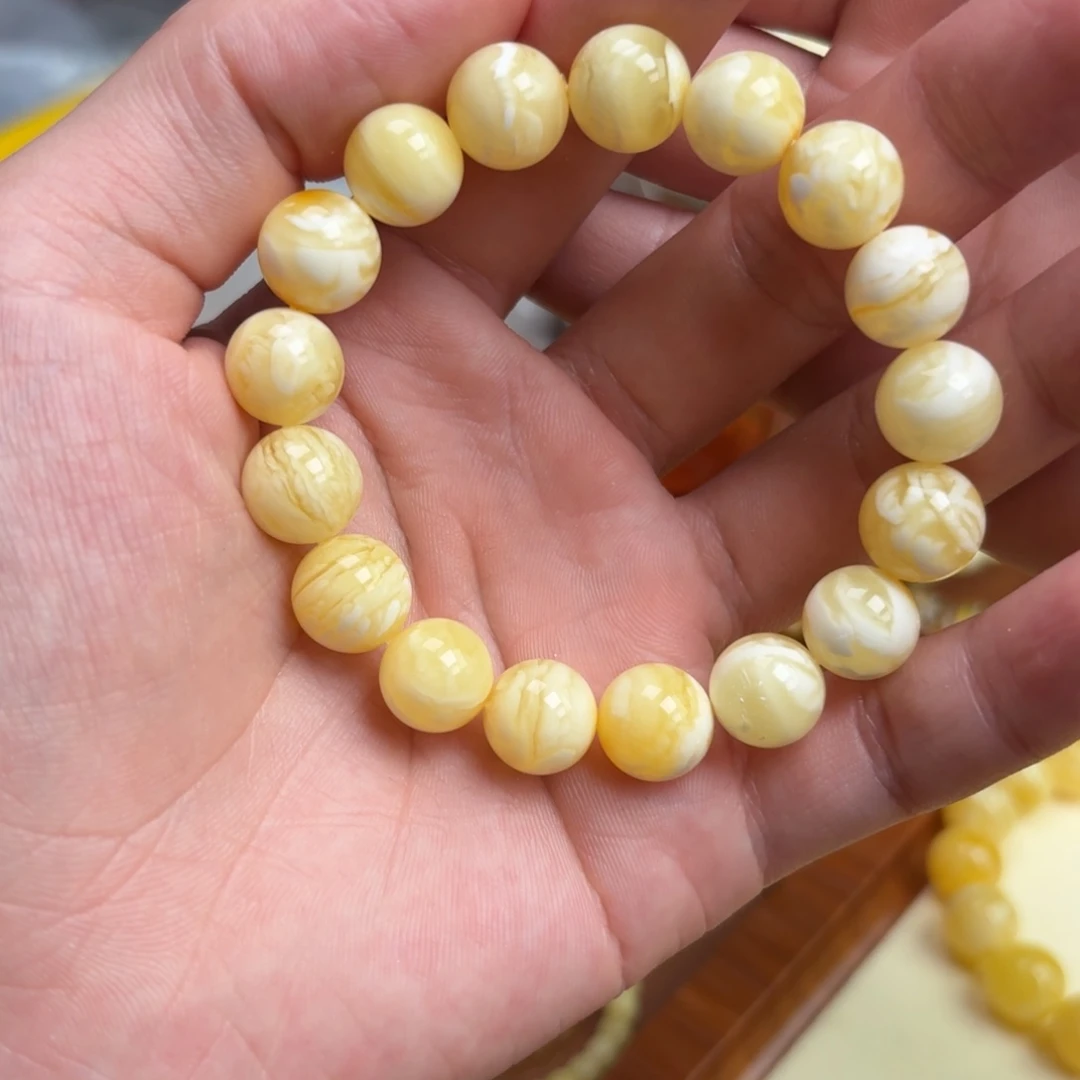 未镶嵌蜜蜡手链11mm虎皮纹16圈口