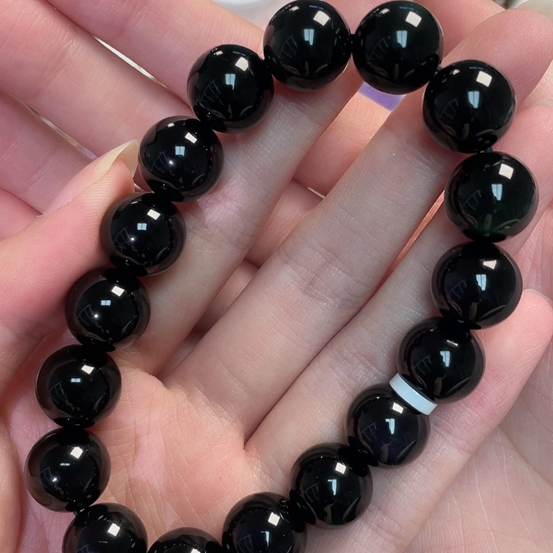 黑曜岩未镶嵌手串彩耀石12mm手串hy203 209号