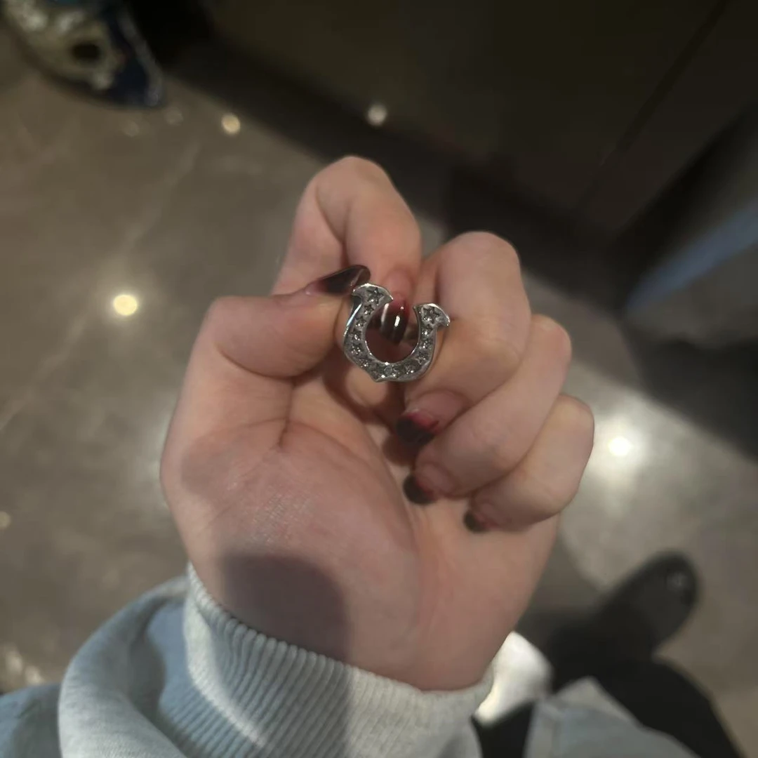 合金戒指 【蛇年 骨灵马蹄 戒指】银色U马蹄戒指国潮风发字嘻