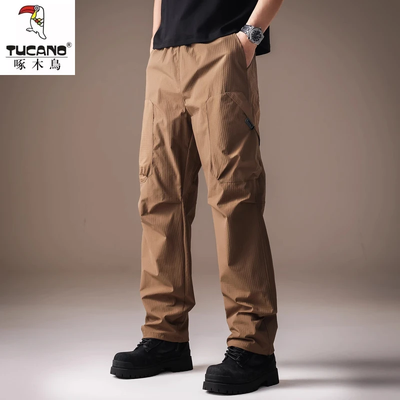 高端美式户外防水冲锋裤男夏季薄款工装休闲速干运动伐木直筒长裤