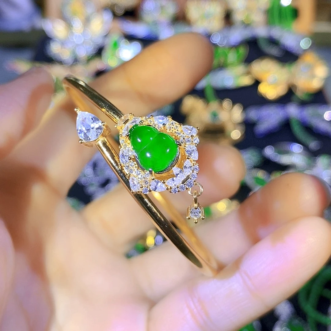 吊坠(不含链)银S925镶嵌翡翠