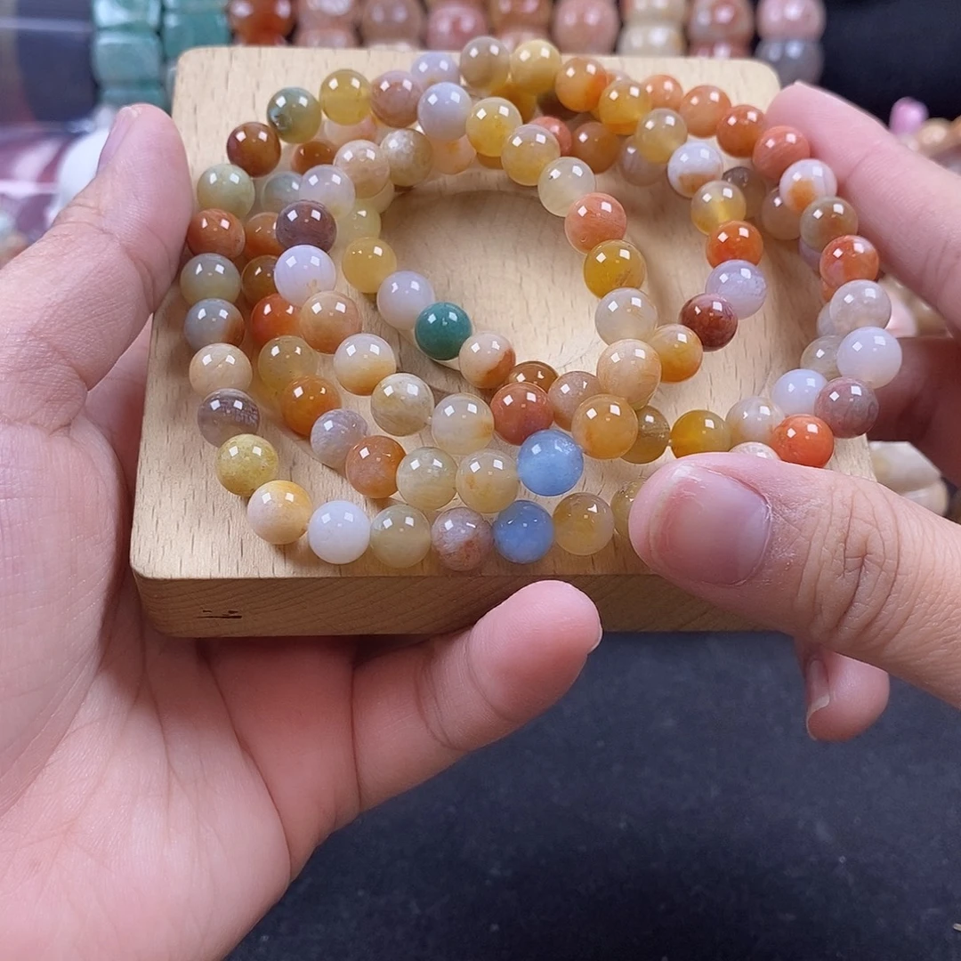 硅化珊瑚（珊瑚玉）未镶嵌手串多圈 毛衣链 108颗彩冰2号