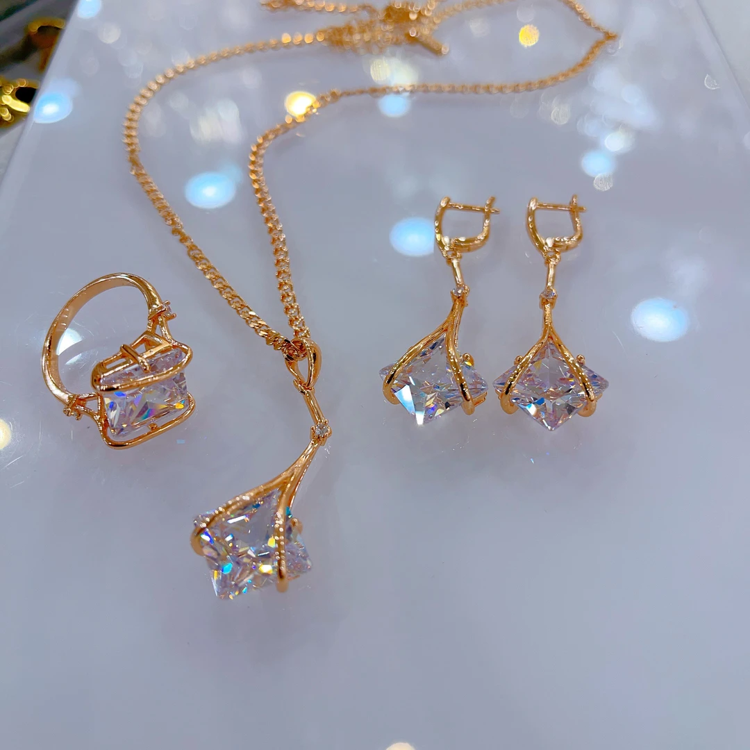 合金耳饰 1675新款三件套首饰耳环爆款戒指爆款白搭时尚