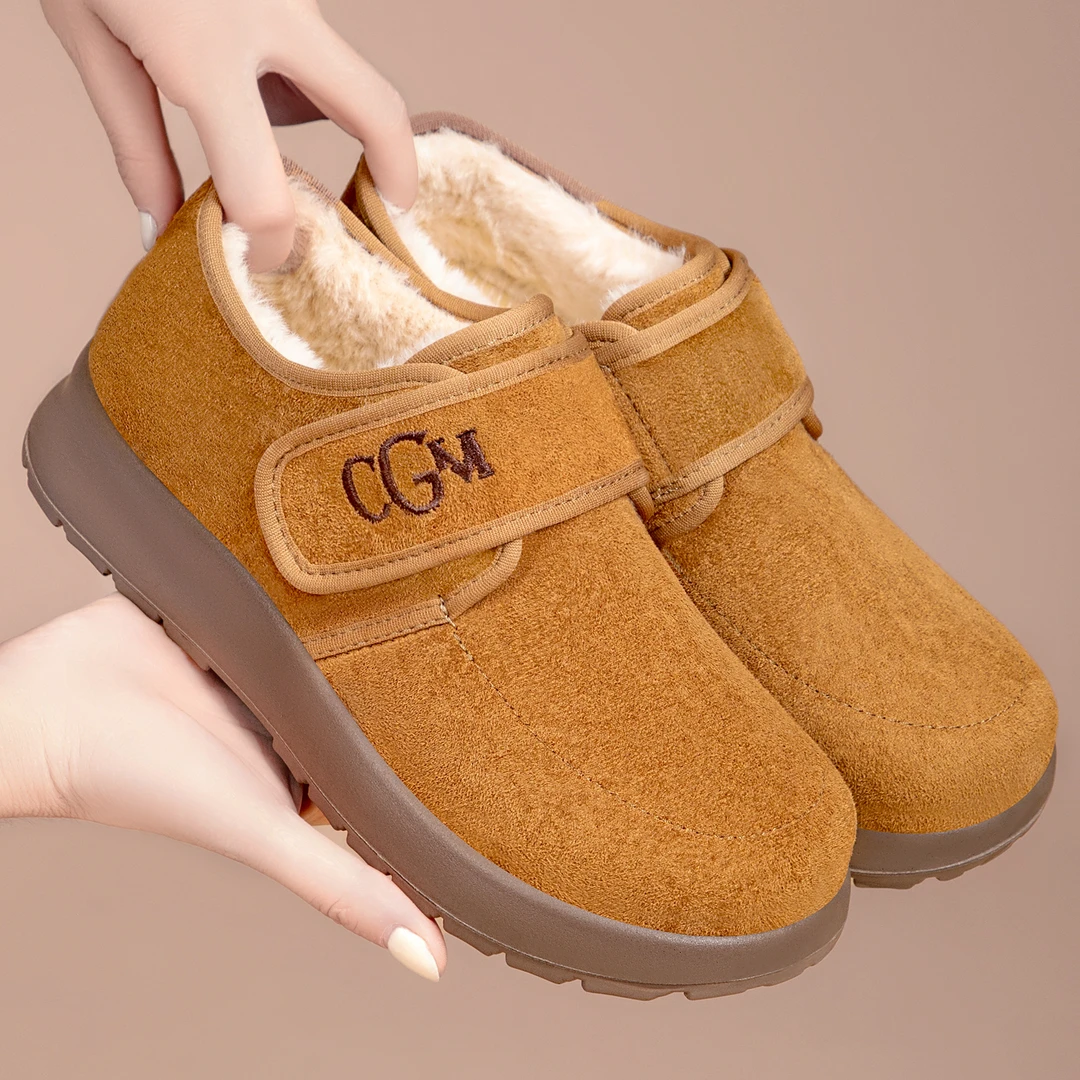 新款秋冬女鞋子厚底勃肯雪地靴女加绒毛毛乐福外穿妈妈加厚保暖