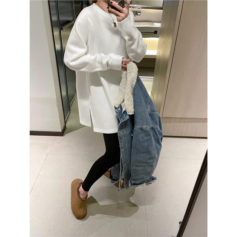 双面磨毛保暖T恤2025年秋冬女加厚打底衫女款爆款2025新款秋冬