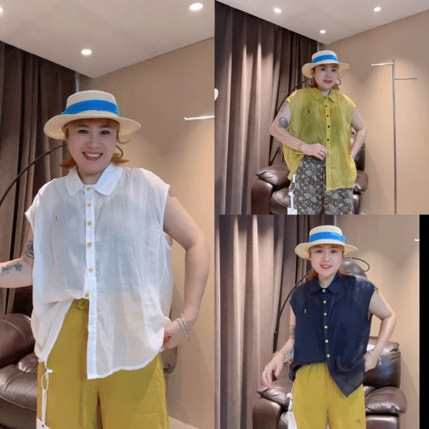 5225#夏季韩系设计感独特时尚百搭女士小马衬衫（卡码拍大）