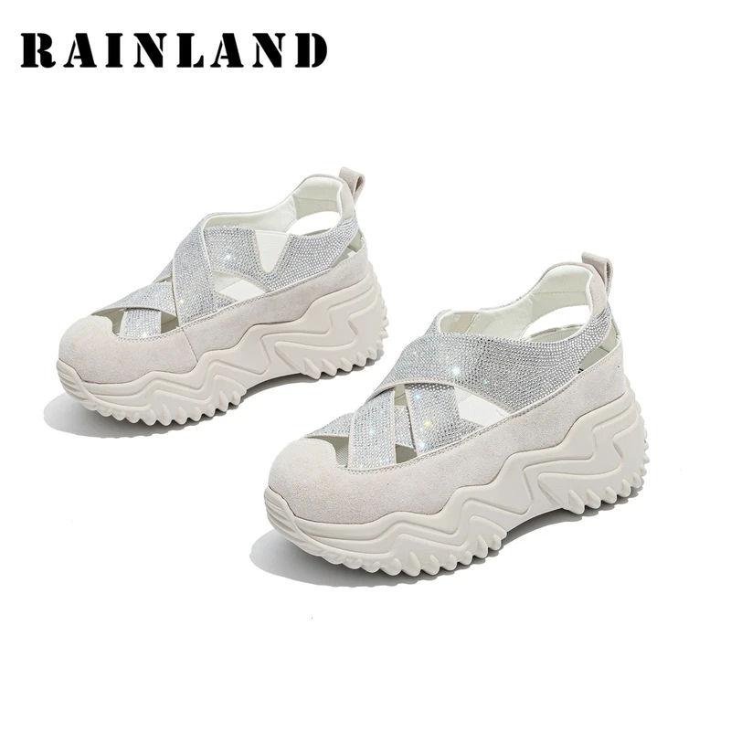 雨土包头凉鞋女夏外穿2025新款夏季镂空透气休闲鞋增高厚底女鞋