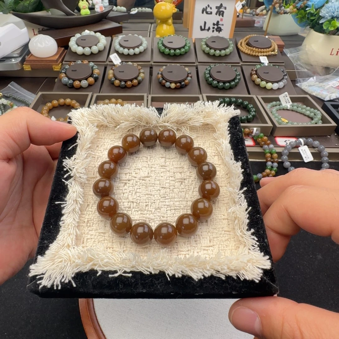 和田玉未镶嵌手链卡12新疆且末金山老红糖货头，3-3