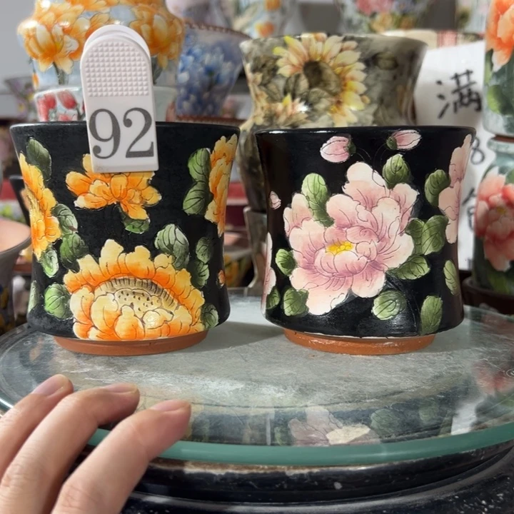 景德镇手绘花盆满38包邮偏远地区除外