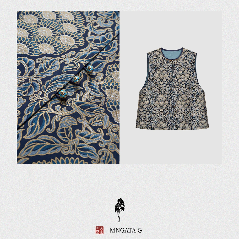 MNGATA G.宫小妍【宋锦·九子菩提】早秋真丝新中式国风马甲5020705