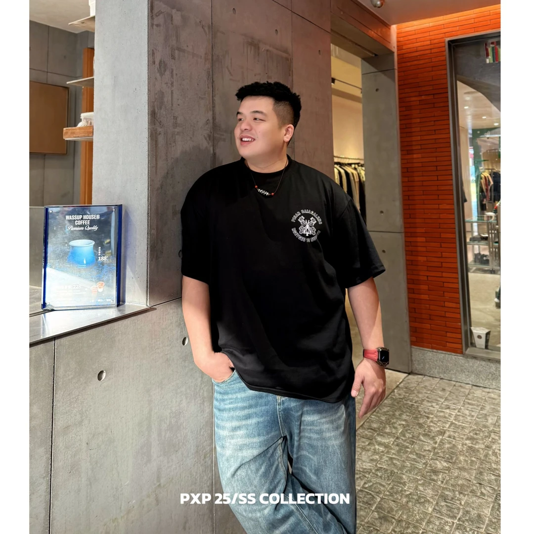 【巴J新款】夏季印花短袖胖子男生大码微胖男士短袖宽松短袖D7001