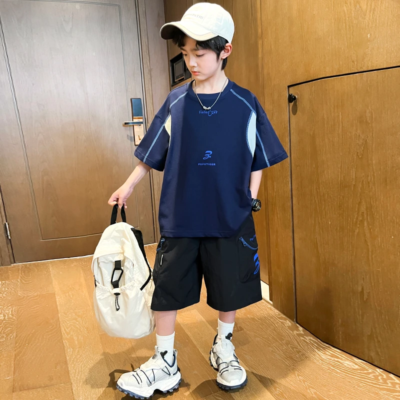 男童夏季休闲套装2025新款儿童时尚运动休闲套装B5077