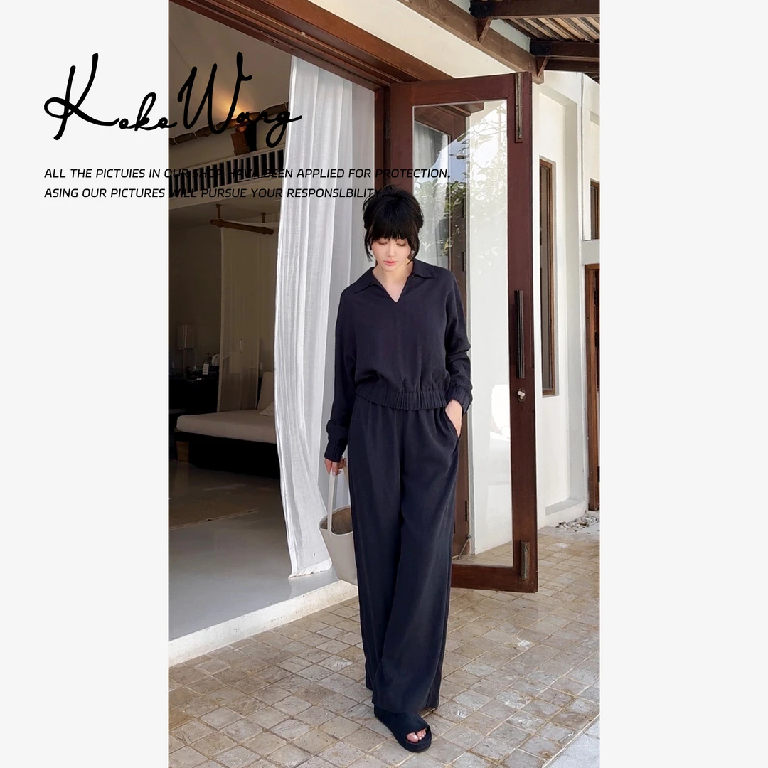 KOKOWANG早春天丝苎麻气质高级感通勤显瘦两件套装541674L12H42