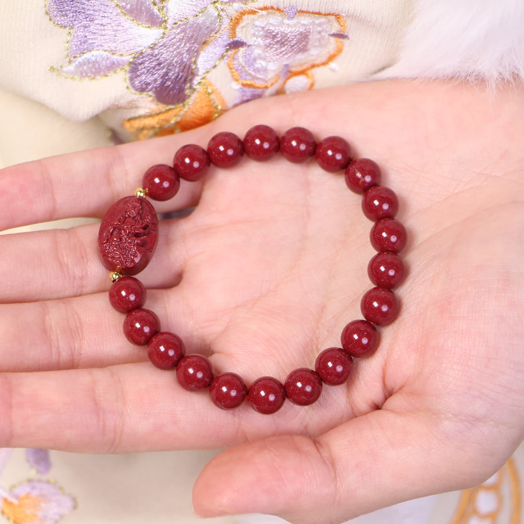 含辰砂工艺品马年十二生肖高含量朱砂手串男士女款红色单圈手链