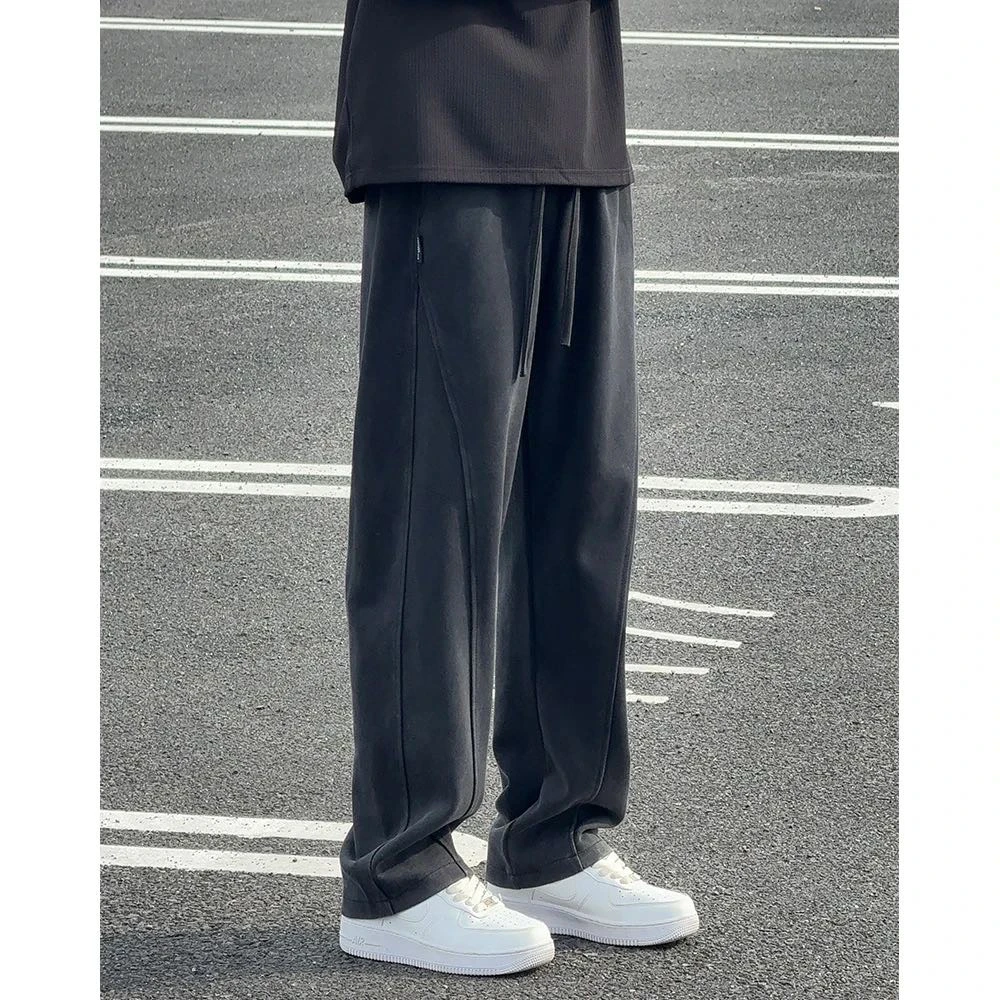 重工水洗做旧重磅卫裤男春秋垂坠感男士慵懒松弛感裤子休闲运动裤