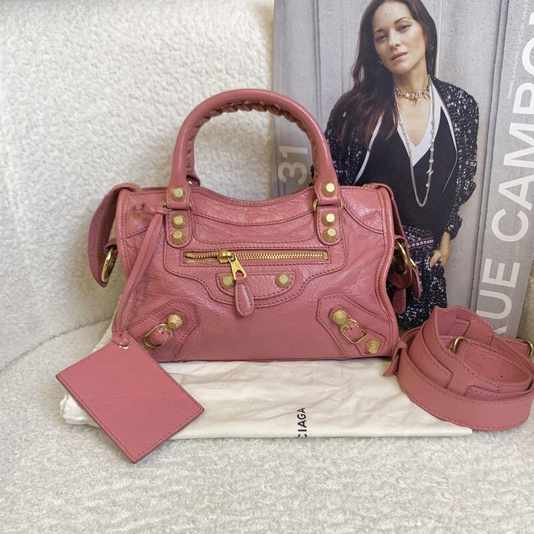 99新 Balenciaga/巴黎世家 壹臻/粉色机车包mini  11298949