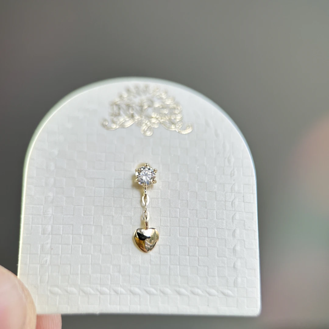 合金耳饰 韩国耳钉单只耳拧爱心滴溜螺丝单钻10k