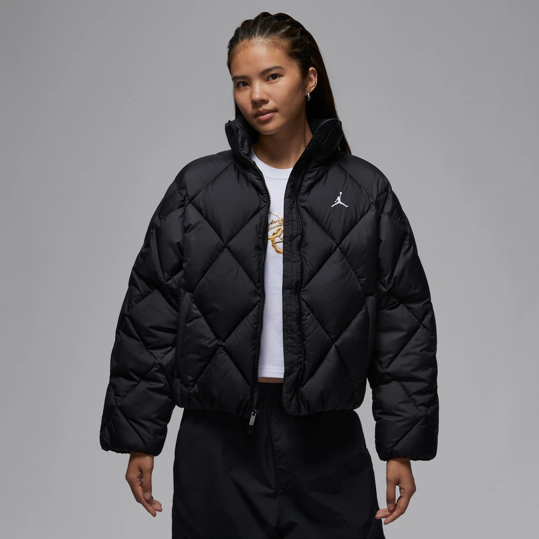 耐克乔丹女子防泼水绗缝夹克冬季新款保暖棉服外套 HV0418-010