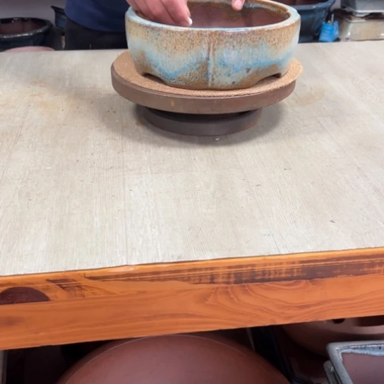 紫砂花盆清**人高温釉盆