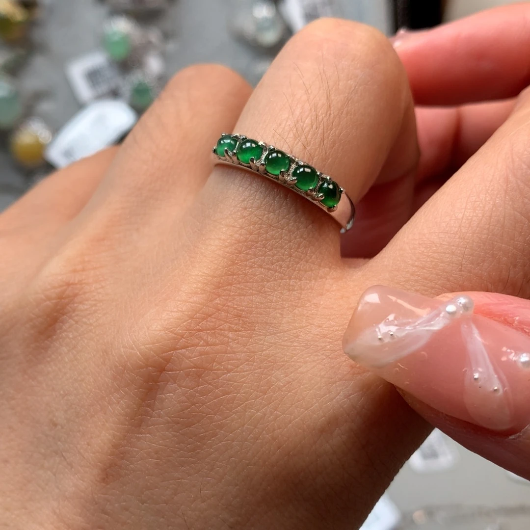 翡翠银S925镶嵌颈饰戒指5